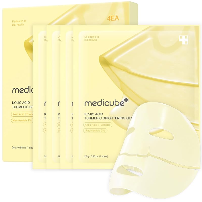 medicube Máscara facial de gelatina com ácido kójico e cúrcuma, Pacote com 4 unidades