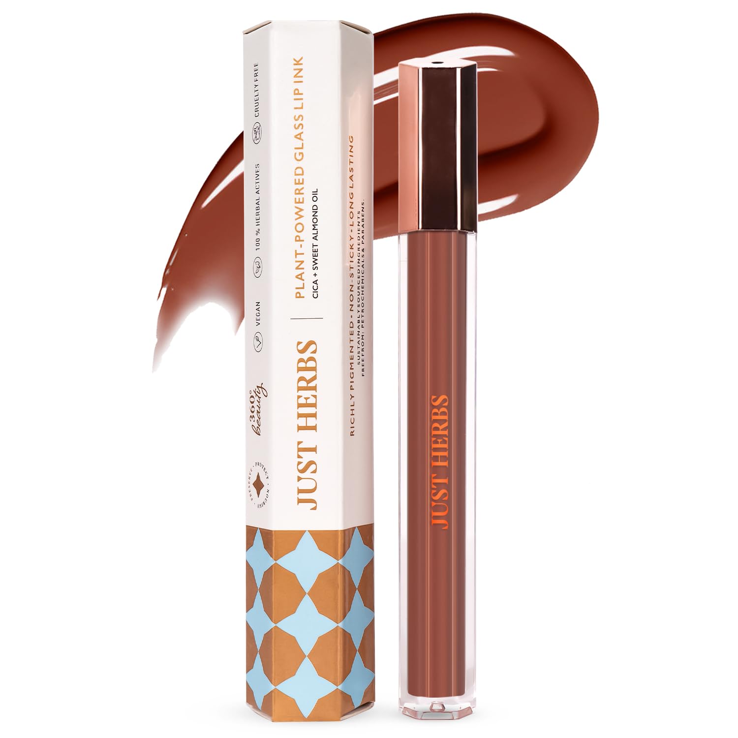 Just Herbs Lip Ink Lipstick Cica Infused Transfer Proof Long Lasting Plant Powered Lipstick for Women 2 ml (Hot Chocolate)