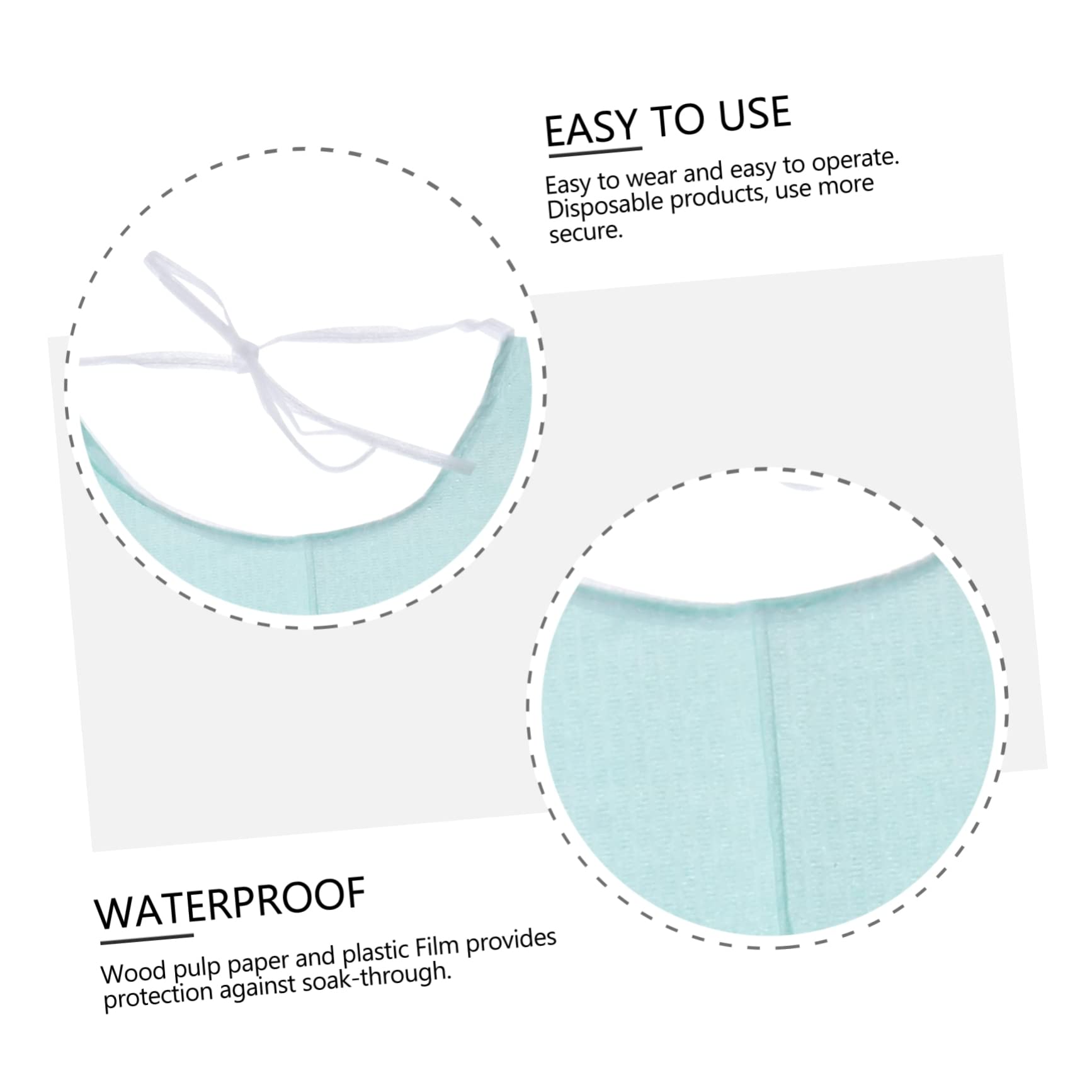Bavoir Dentaire Jetable Protection L’imbibition et Absorption de Salive, Écharpe Buccale en Papier et Plastique pour Usage Dentaire, Lot de 30 Pièces