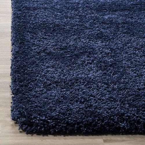 Image of Nevy Blue Microfiber Plush Shaggy Carpet 2x4 Feet Designed with Soft Dense Fibers, Anti Skid Backing and Handwoven Comfort for Bedrooms, Living Rooms and Home Spaces