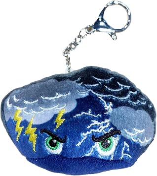 Thunderheads Thunderstorm Plush Keychain, Weather Inspired Clip-On Plush Bag Charm with Fact Card for Exploring Nature & Earth Science, Eco-Conscious STEM Gift for Families, Educators & Storm Chasers