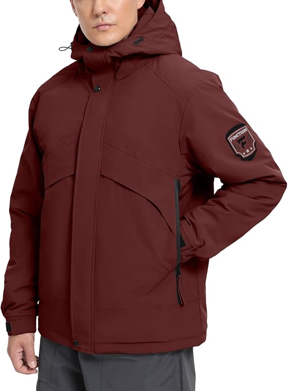 Men's Ski Jacket Waterproof Warm Winter Coat Windproof Insulated Snowboard Jacket Hooded Mountain Windbreaker