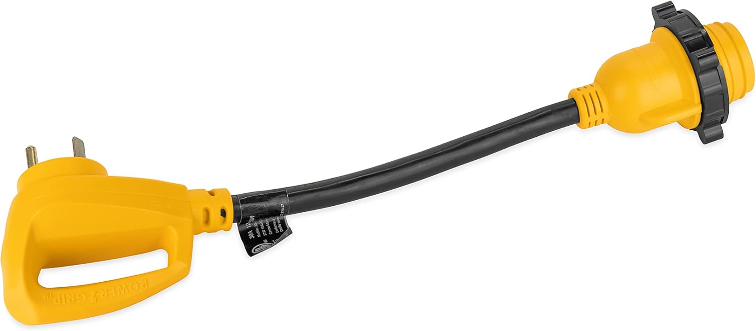Camco 55512 PowerGrip 18" 30 AMP Male Standard/30 AMP Female Locking Adapter