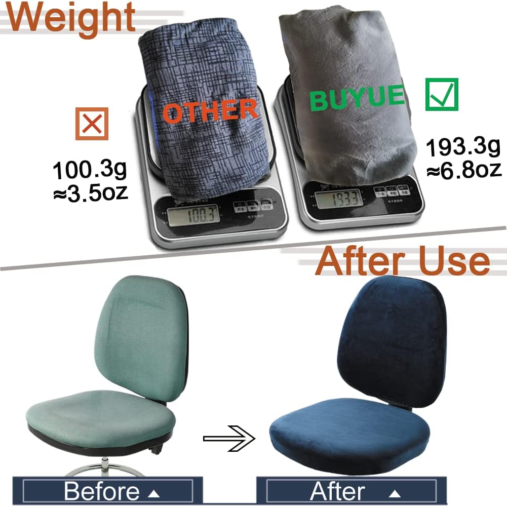 BUYUE Task Office Chair Cover, Super Soft Velvet Stretch Washable Computer Desk Armless Chair Slipcover Dustproof Protectors (Set of Navy Blue) image 4