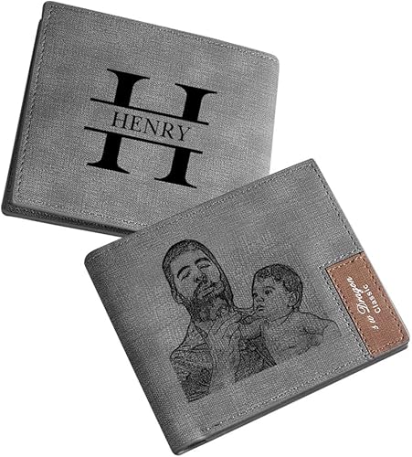 Billeteras personalizadas para hombres, para papá, regalos para padres, foto delgada, tarjetero, piel sintética, grabada, imagen de cumpleaños,