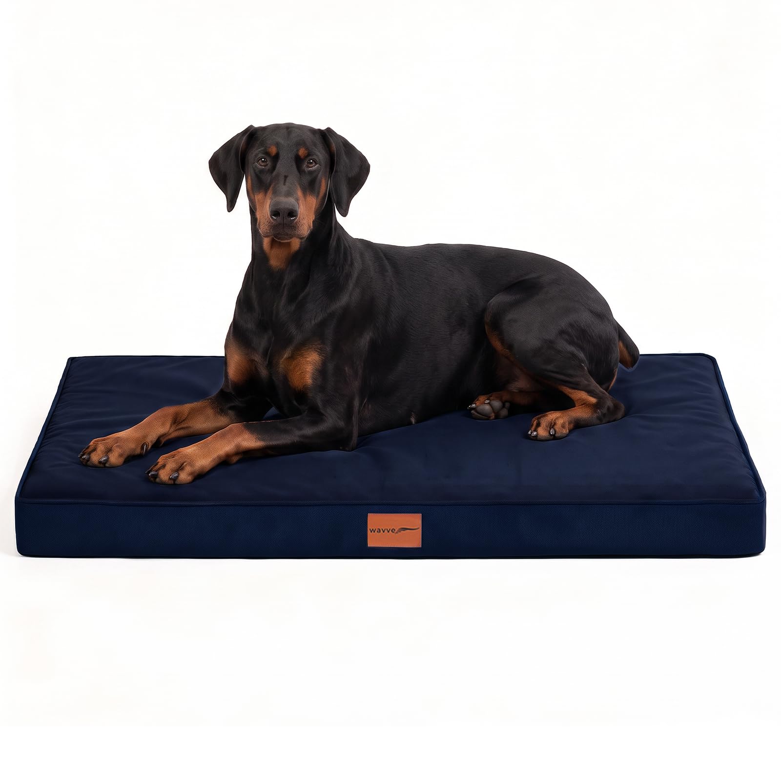 WAVVE Cuccia Cane Interno Taglia grande 120x81x10 cm Blu Navy | Materassino ortopedico in schiuma a nido d’uovo, sfoderabile e lavabile, fodera interna impermeabile, fondo antiscivolo