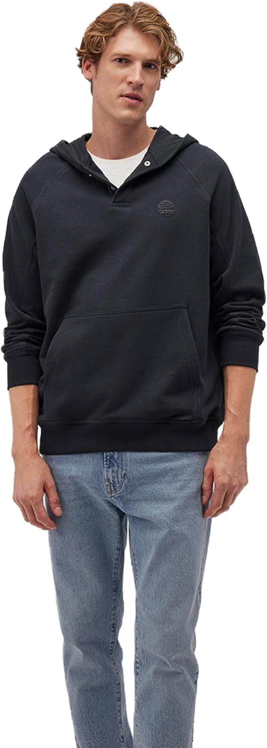 BUTTON PLACKET HOODIE IN BLUE GRAPHITE