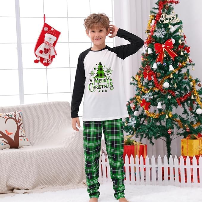 Miniatura 5 de Lizxun Pijamas de Navidad para la familia, conjuntos de pijamas de Navidad a juego, alce, árbol de Navidad, pijama familiar de Navidad