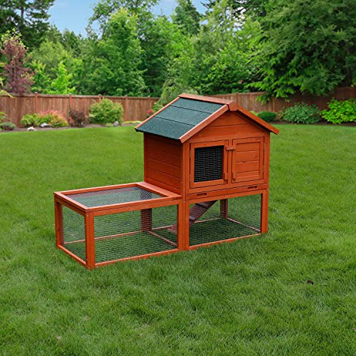 LINLUX Deluxe Large Wooden Chicken Coop Outdoor Garden Backyard Large Wood Hen House Rabbit Hutch Poultry Cage, with Ventilation Door, Removable Tray and Ramp
