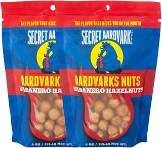 Secret Aardvark Habanero Hazelnuts - Hot & Spicy Roasted Nuts, Healthy Spicy Snacks, Salted & Flavored Hazelnuts, Source of Vitamin E, Natural Oregon Grown Nuts - 4 oz, Pack of 2