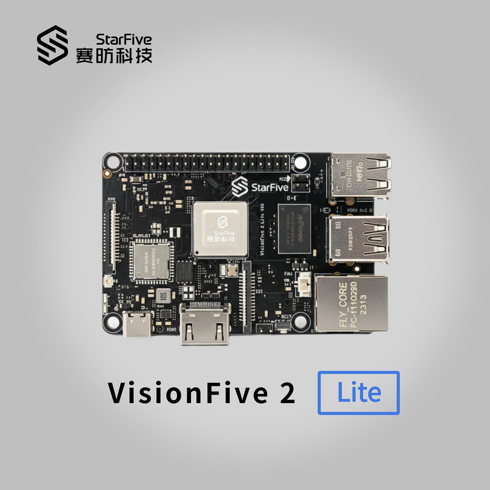 StarFive VisionFive 2 Lite, 4 núcleos RISC-V Dev, 2 GB de RAM, 4K HDMI, PCIe 2.0, Wi-Fi 6/BT5.4, Gigabit Ethernet, GPIO de 40 pines, Linux SBC de bajo costo para IoT/Edge (4 GB con WiFi, solo tablero)