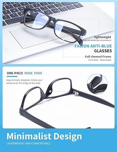 Miniatura 3 de HENGOSEN - Lentes de bloqueo de luz azul para hombres y mujeres, gafas mejoradas para juegos de computadora con lente transparente antifatiga ocular