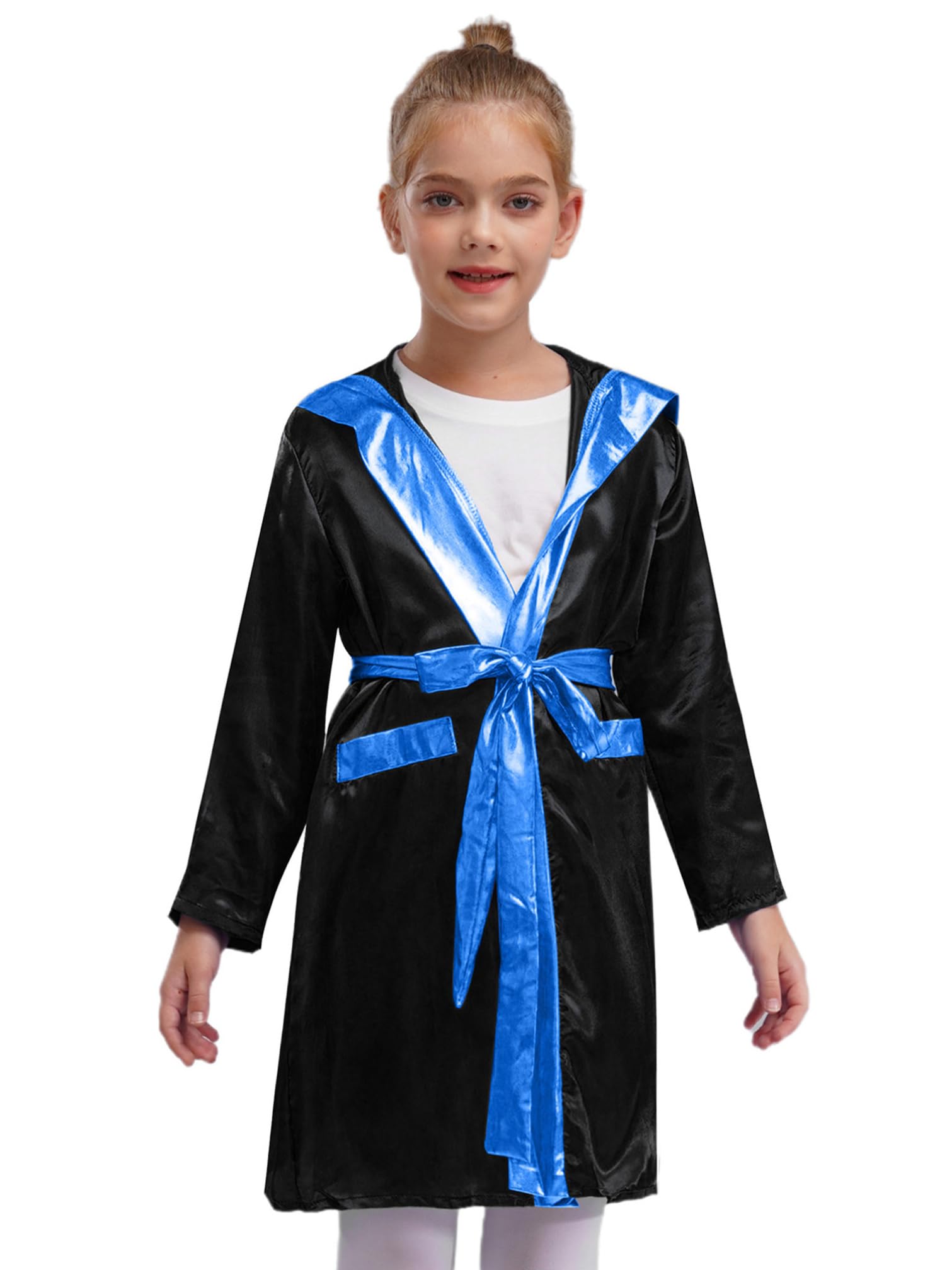 iiniim 3 szt. dziecięca odzież bokserska dla chłopców kickboxer płaszcz szata + szorty bokserskie + rękawice bokserskie dres treningowy MMA bokserki Muay Thai odzież