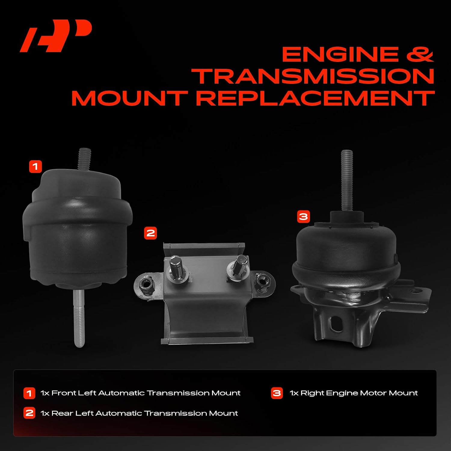 A-Premium Engine Motor Mount and Transmission Mount Kit Compatible with Cadillac DeVille 2000-2005 & Oldsmobile Aurora 2001-2003 & Pontiac Bonneville 2004-2005, Automatic Transmission, Set of 3
