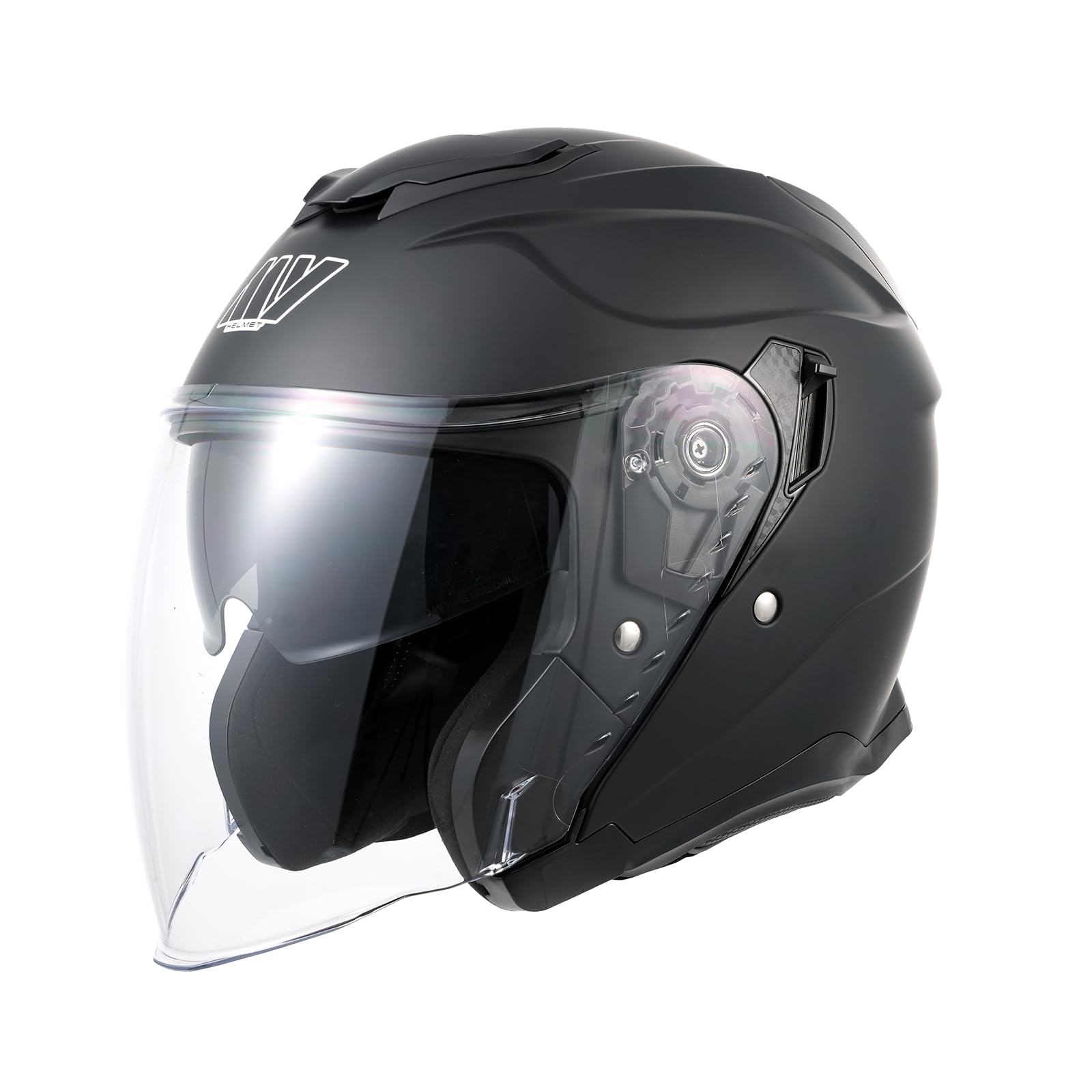 MY Jethelm Rollerhelm mit Sonnenblende,ECE22.06 Zertifizierter,Komfort-Innenfutter Komplett Herausnehmbar,Motorradhelm Mofa Helm für Herren und Damen,Modell MY-835 (Mattschwarz, L)