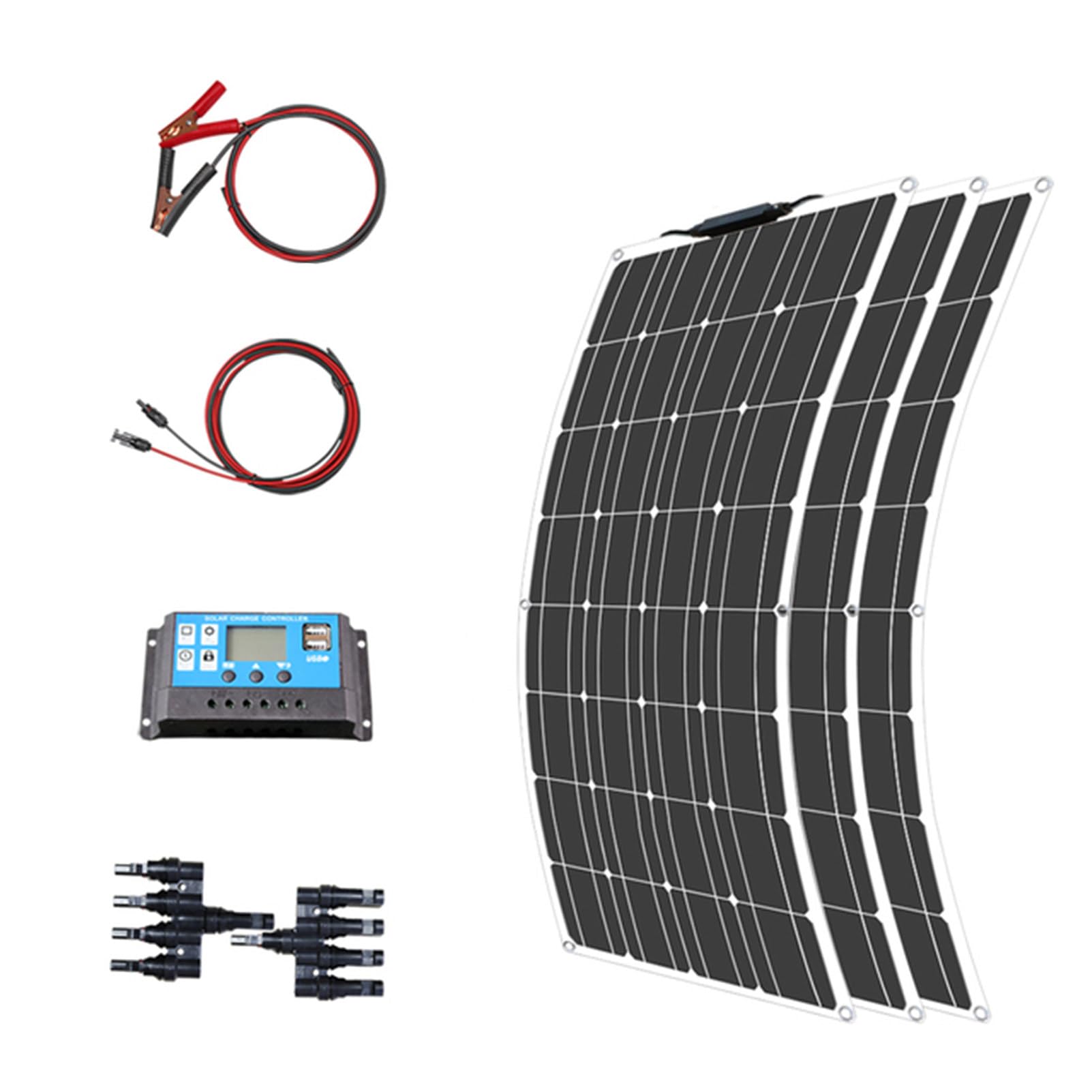 Kit Pannello Solare, Pannello Solare da 400 W, Kit Pannello Solare monocristallino Flessibile da 800 W con Controller 40 A per Ricarica Batteria da 18 V, Quattro