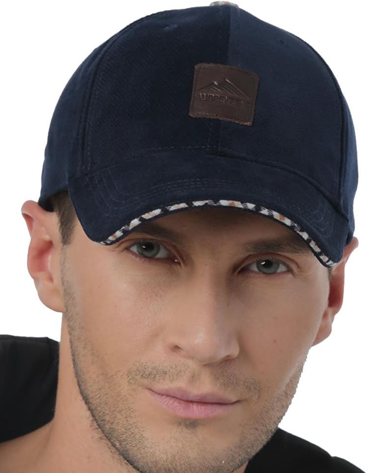 Men's Baseball Cap Polyester and Flannel Outdoor Casual Hat Adjustable(Blue)
