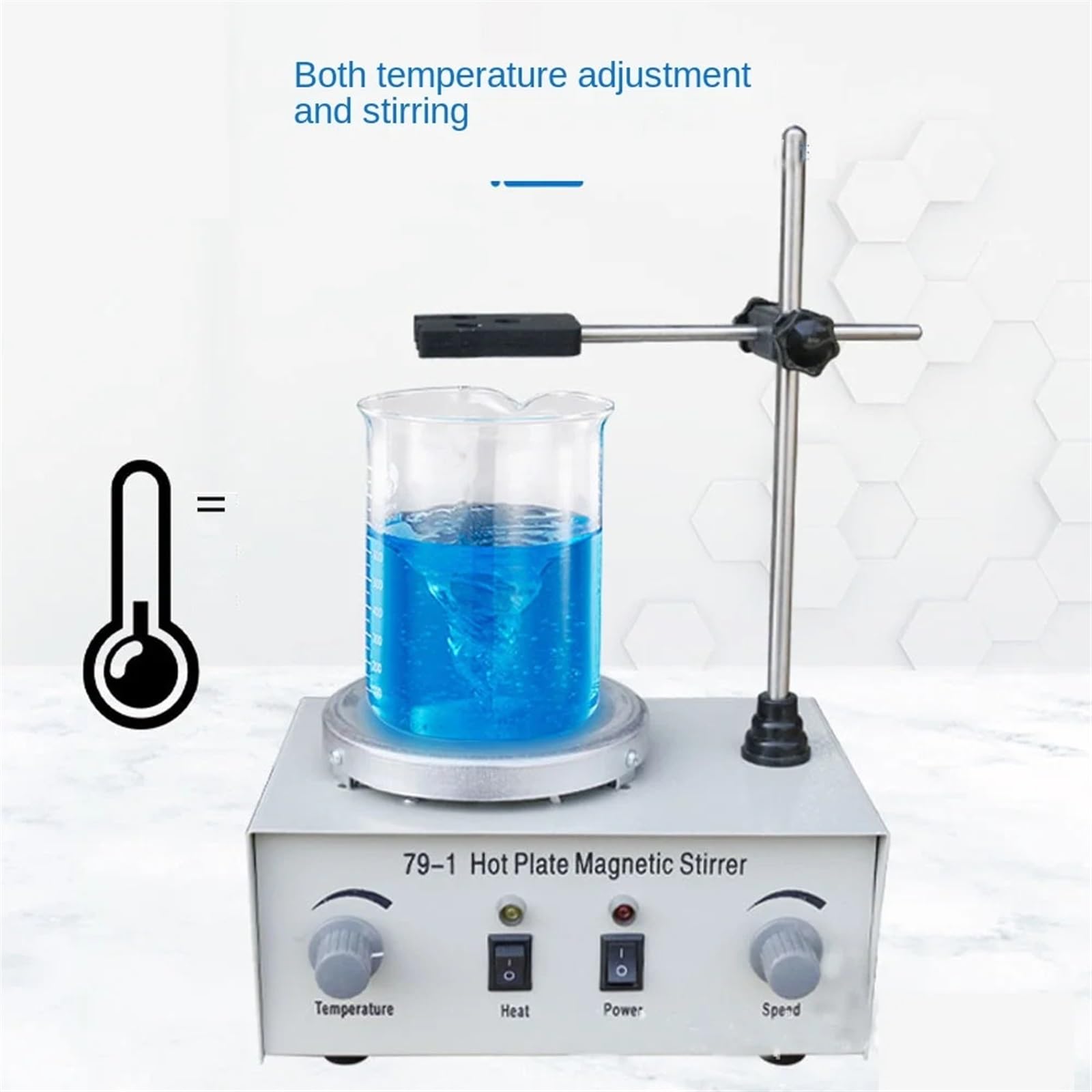Genérico Agitador magnético, agitador magnético con calefacción 79-1, Mezclador de Laboratorio de Doble Control para Placa agitadora y 1000 ml, para Laboratorio.