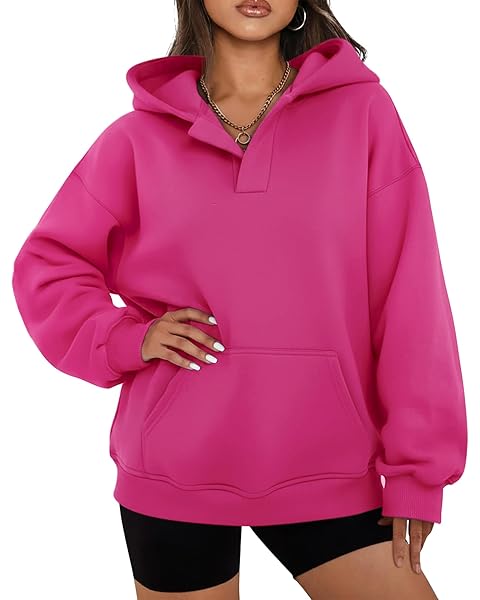 onlypuff Women Essential Hoodies Pullover Sweatshirt Long Sleeve Kangaroo Pocket Fleece Basic Sweater