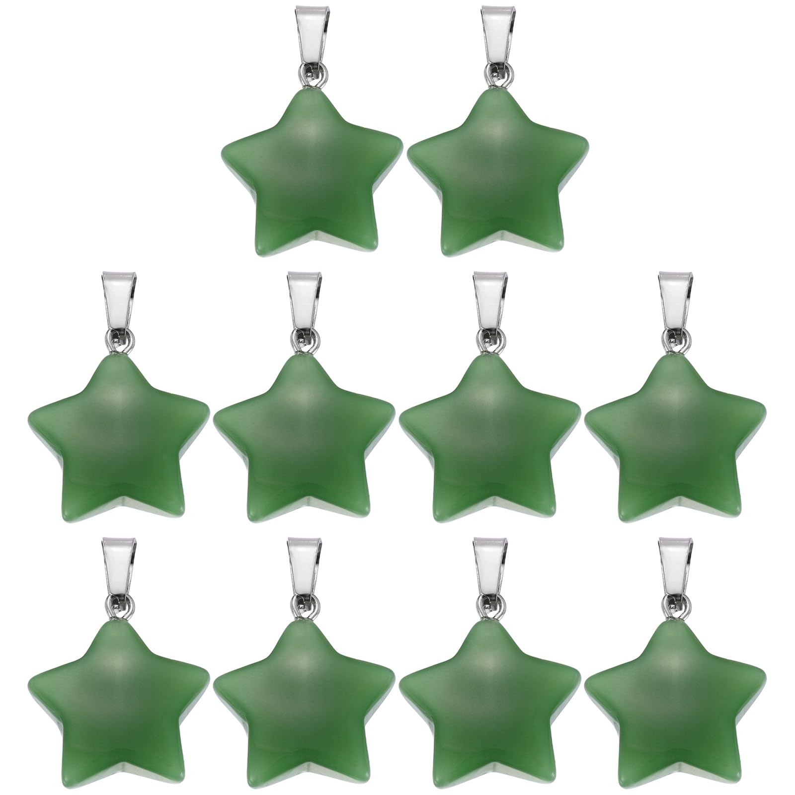 sourcing map 10 Pcs Star Stone Pendants, 20mm Natural Crystal Star Charm Green Pentagram Charms Worry Stones for Meditation Energy DIY Necklace Jewelry Making