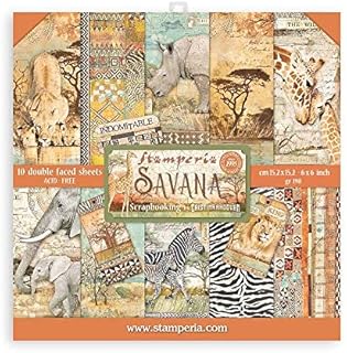 Stamperia International Scrapbooking Pad - Savana, Multicoloured, 6 x 6 Inches, SBBXS11