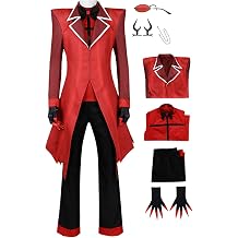 Mens Demon Costume Red Suit Hell Hotel Halloween Cosplay Outfit Gothic Tailcoat Gloves Anchor Uniform Full Set