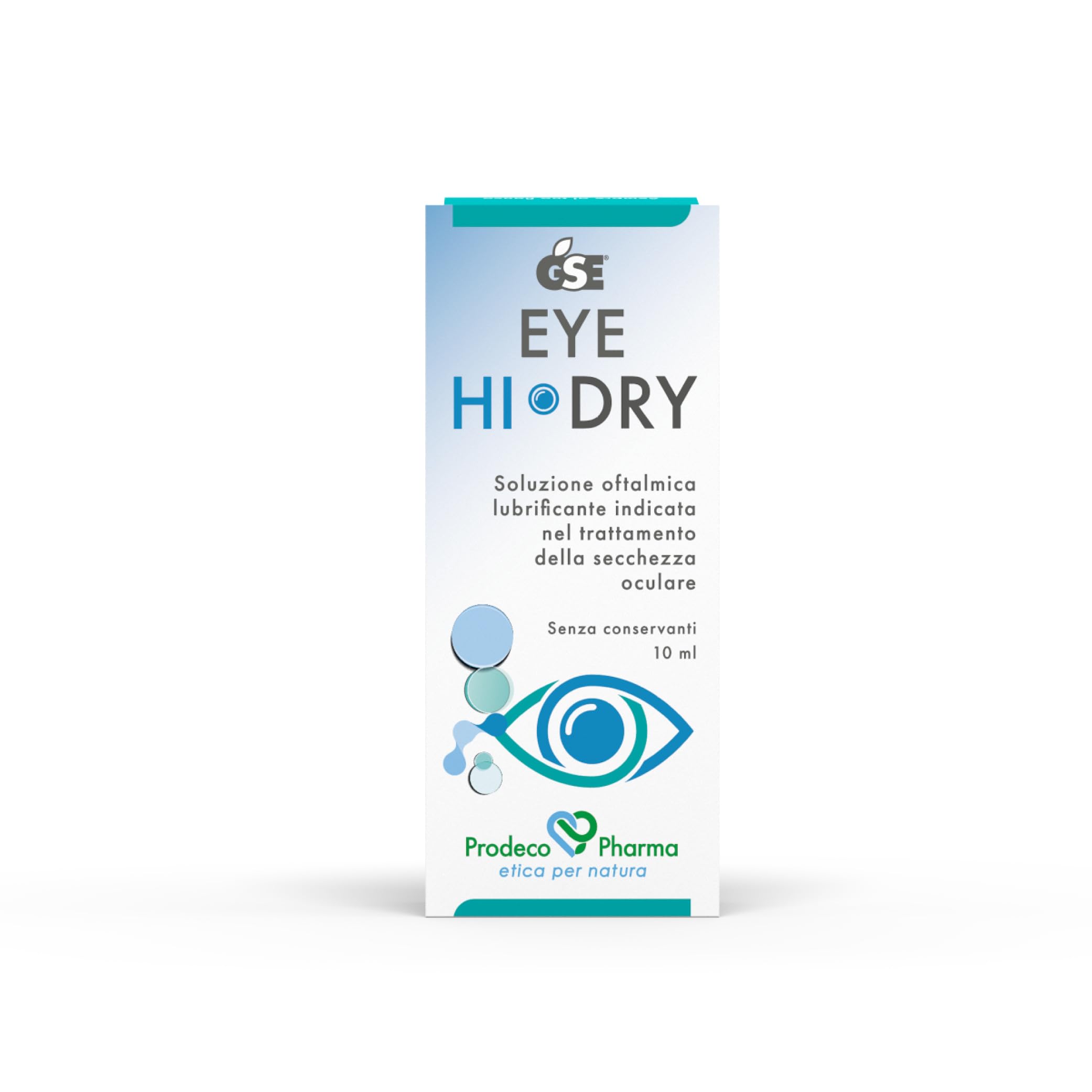 Prodeco Pharma GSE Eye Hidry Soluzione Oftalmica Lubrificante 10 ml - per il Trattamento della Secchezza Oculare - Senza Conservanti - Flacone Multidose - con Acido Ialuronico