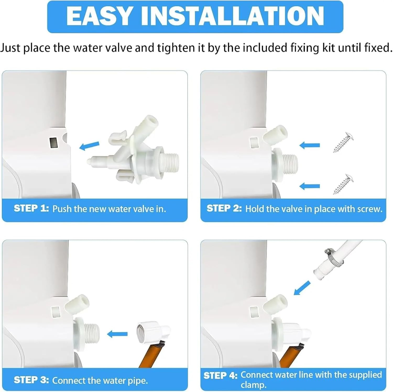 Toilet Valve 4 Pcs Upgraded RV Toilet Water Valve Kit Replace Camper Pedal Flush Leak Proof