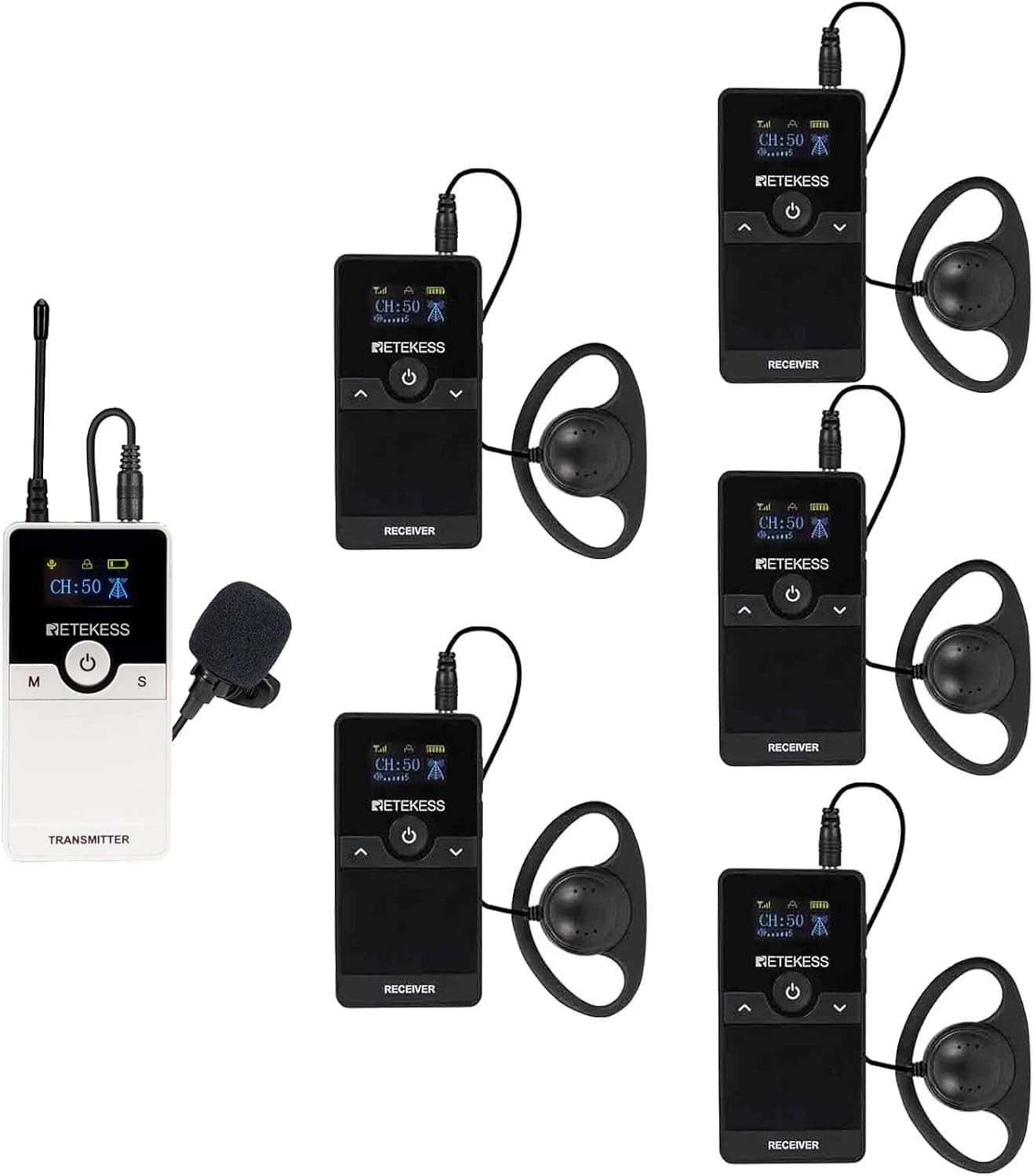 Retekess TT116 Wireless Tour Guide System, Sistema di Guida Turistica, Riduzione del Rumore, 200 m, Microfono per Guida Turistica, Set di Guida Turistica per Turismo, Fabbrica, Università