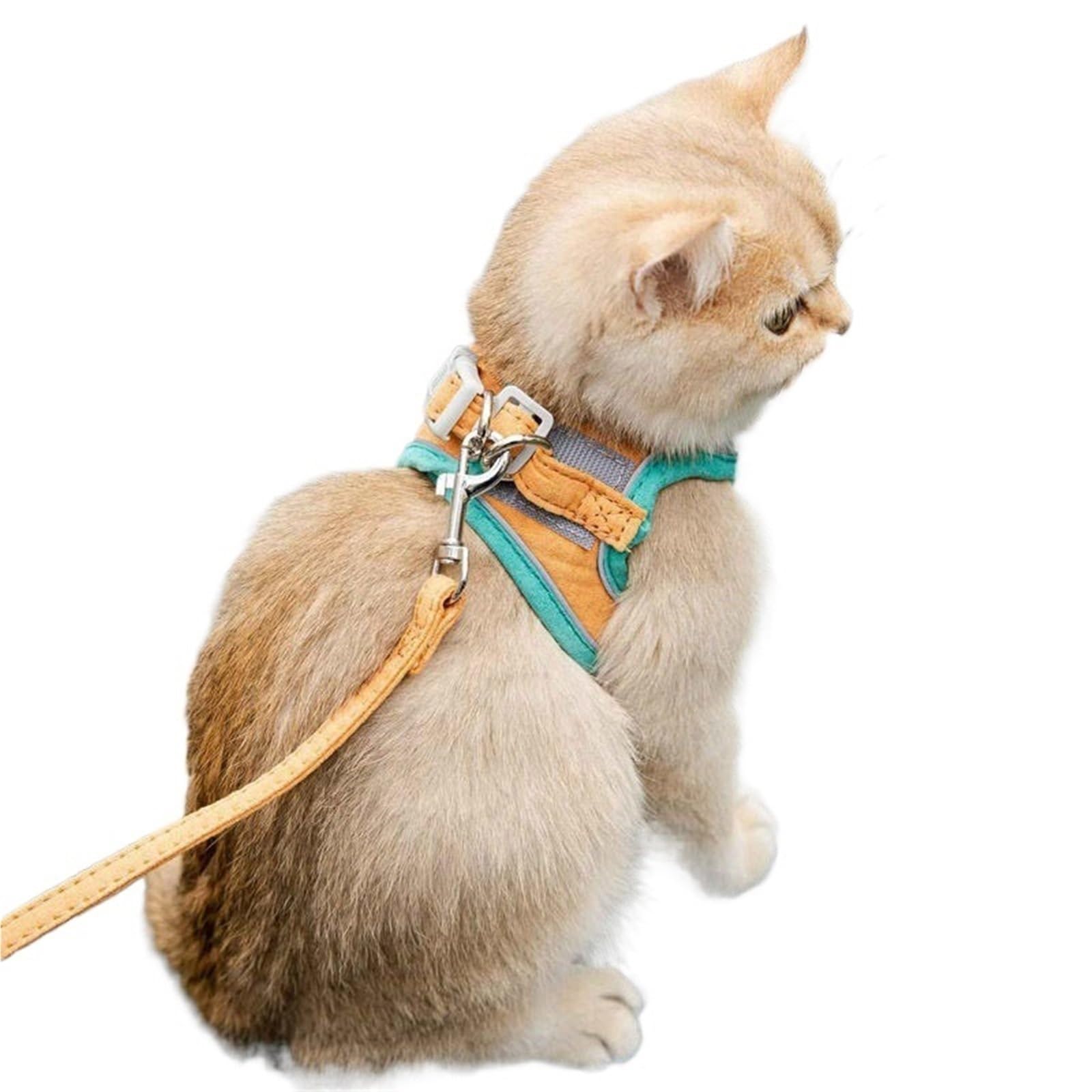 Ausbruchsicheres Katzengeschirr und Leine, bequeme Weste für sicheres Gehen im Freien, verstellbares, reflektierendes Kätzchengeschirr für Abenteuer, einfache Kontrolle für Indoor-Training