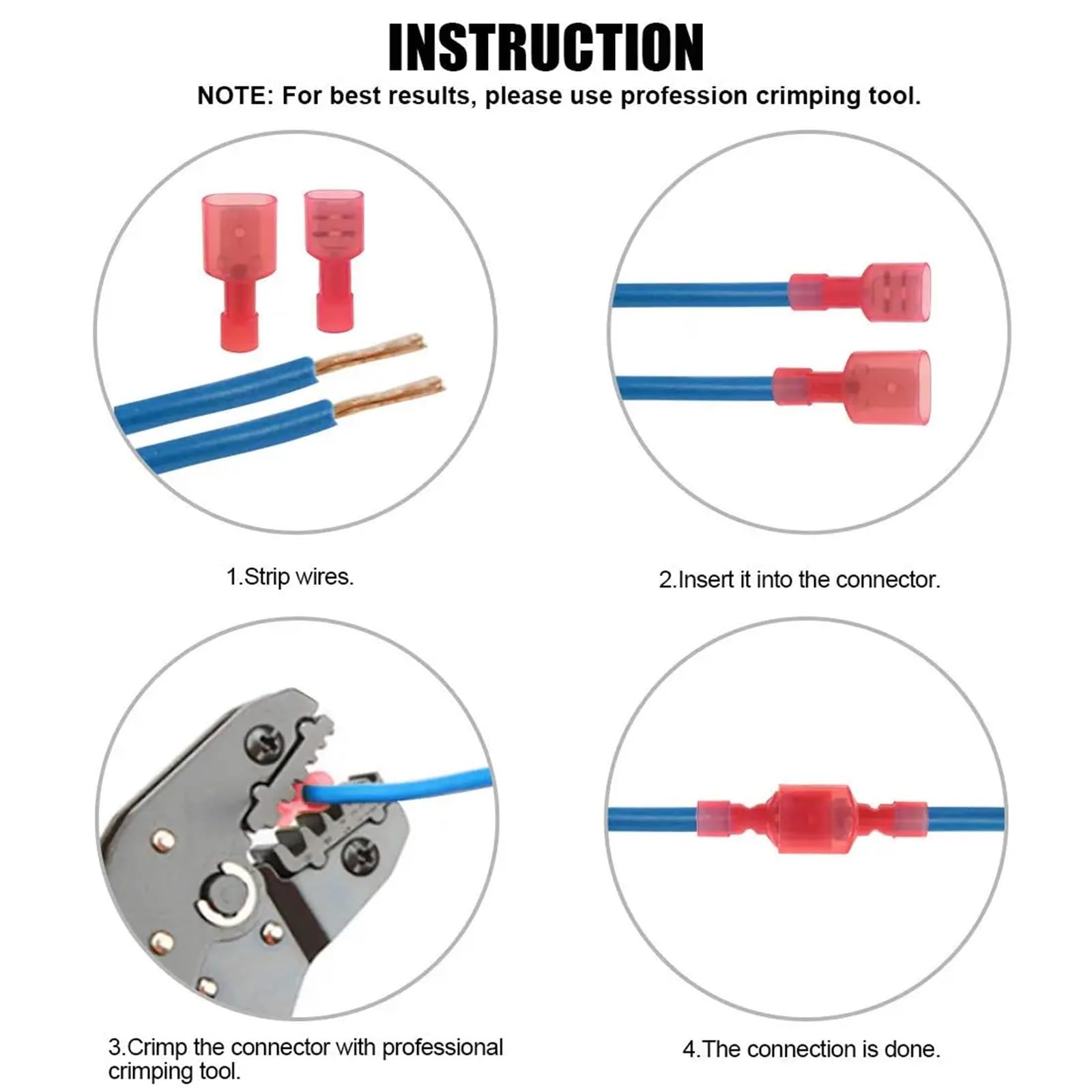 Lot de 10 connecteurs femelles entièrement isolés en nylon de calibre 22-16 à déconnexion rapide