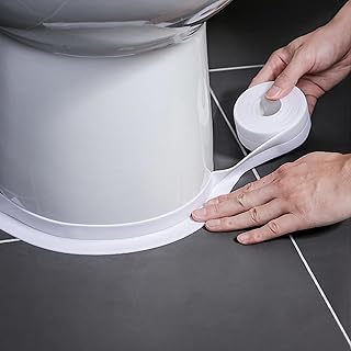 White Caulk Tape Sealant Strip for Bath & Kitchen, 1.5''x10.5FT PVC Self Adhesive Caulk Strip Waterproof Caulking Sealing Strip Tape for Toilet Base, Bathroom Shower Sink Edge Protector