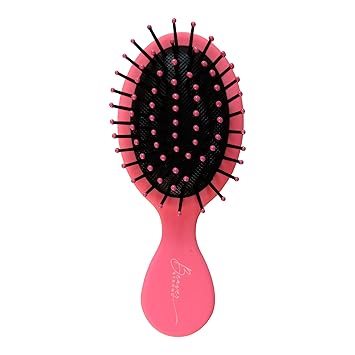 Essential Mini Hair Brush by BeaverStrong, Pocket-size Detangler Brush with Soft Bristles for Travel, Toddlers, Kids, Teens (Warm Pink)
