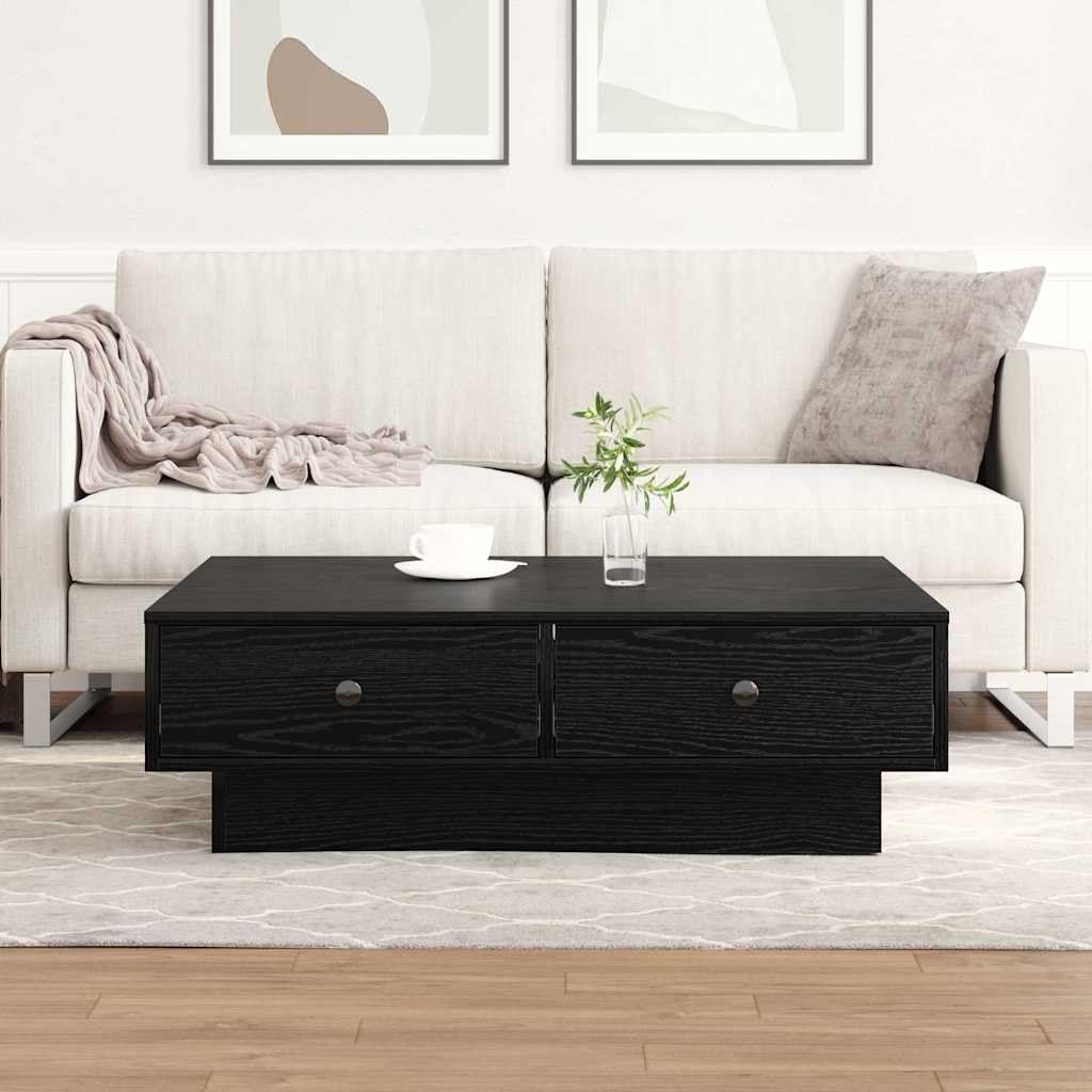 SXZenSpace Coffee Table Black Oak 90x90x28 cm Engineered Wood Modern Square Low Center Tables for Living Room Holds 75 kg Easy Assembly Lounge Sofa Side Use