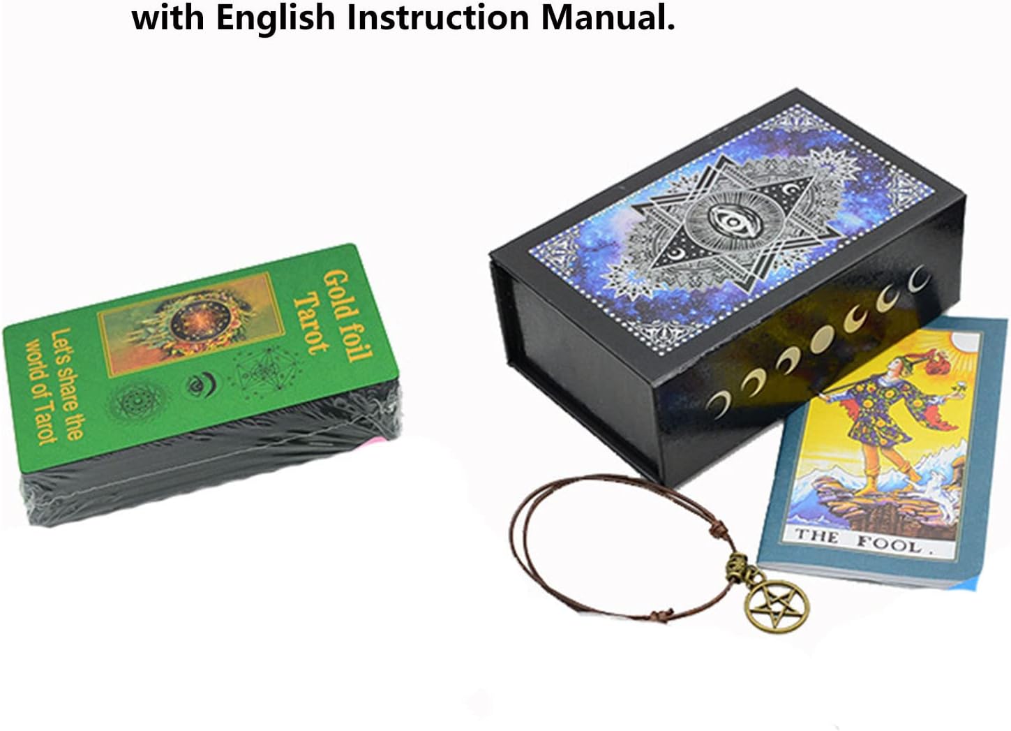 Tarot Cards Deck, with Guidebook Divination Discoloration Water Proof Cards, Fortune Telling Game Set for Family Reunion Beginners Expert Readers for Christmas Birthday