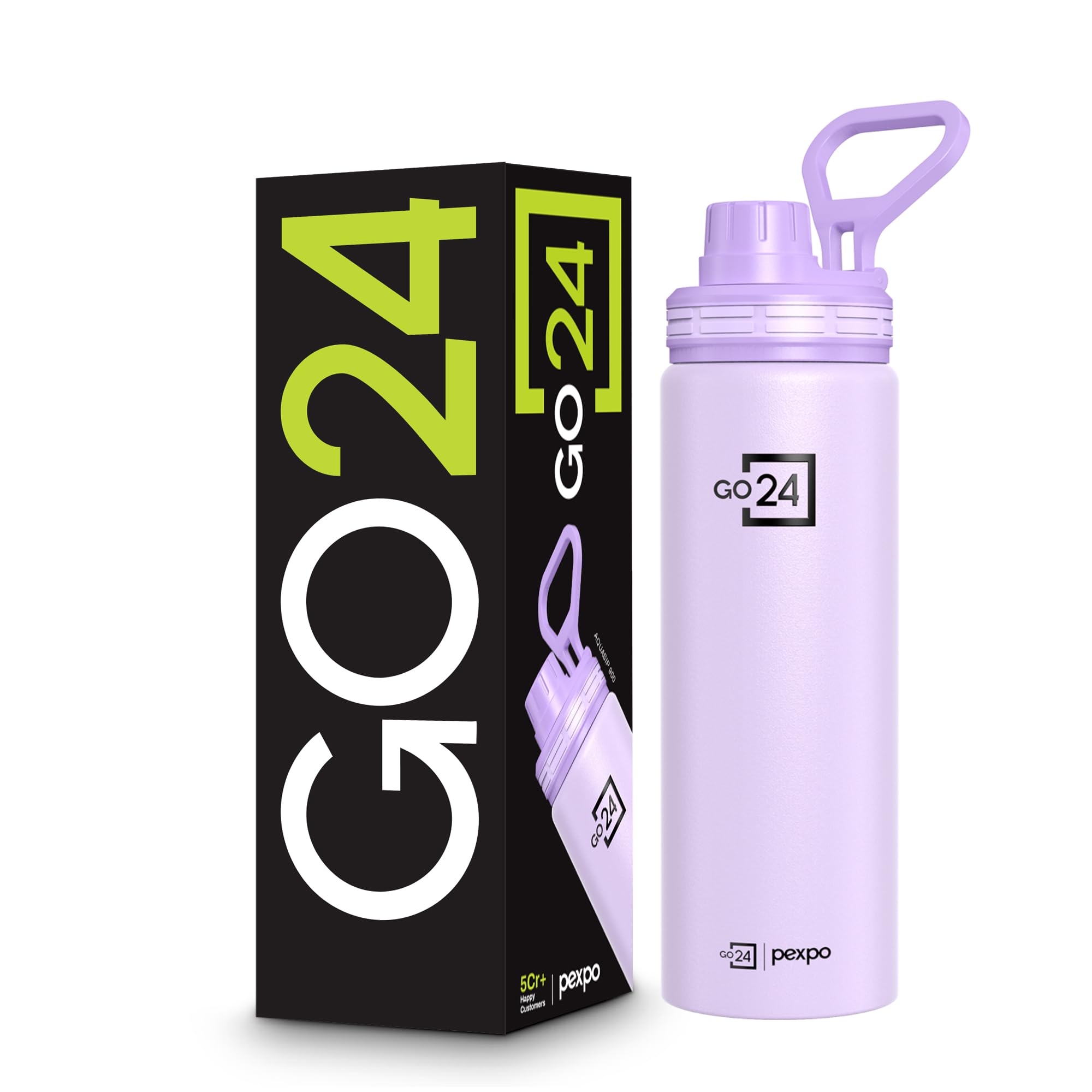 Go24 pexpo Stainless Steel Water Bottle Aqua Sip Orchid Purple 800ml