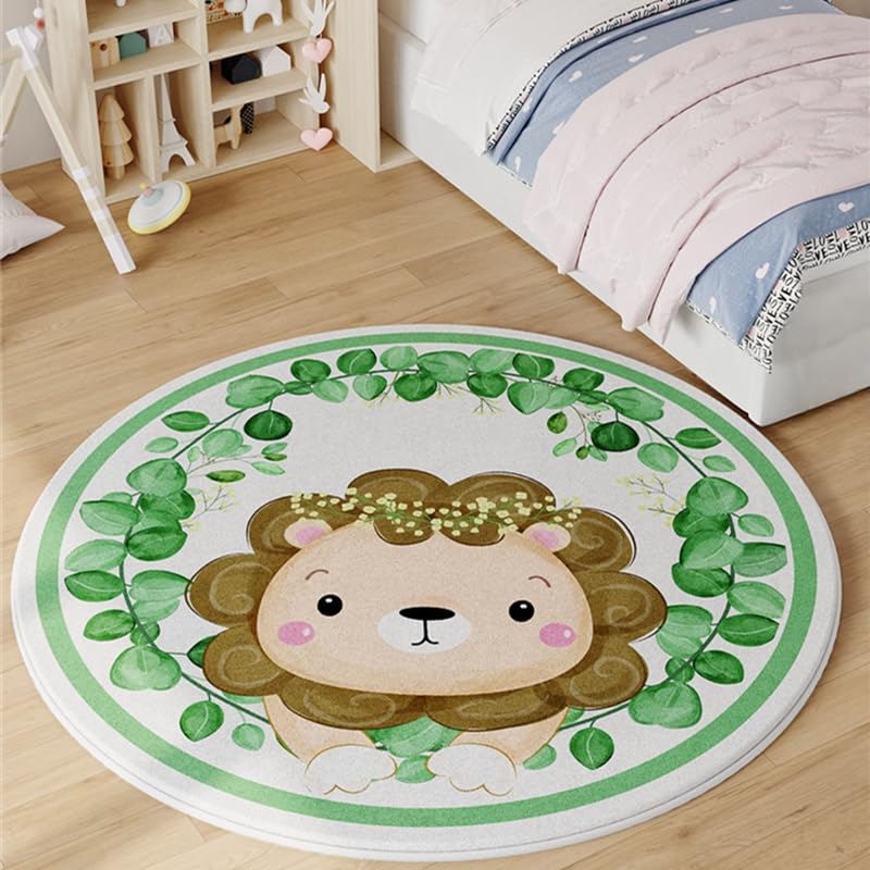 Alfombra redonda para niños suave para decorar la habitación infantil o la guardería en tono crema