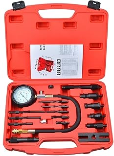 Prokomon Diesel Engine Compression Tester, 18pc Diesel Injector Tester with 0-1000 psi Diesel Fuel Pressure Gauge Adapters, Diesel Pressure Tester Kit
