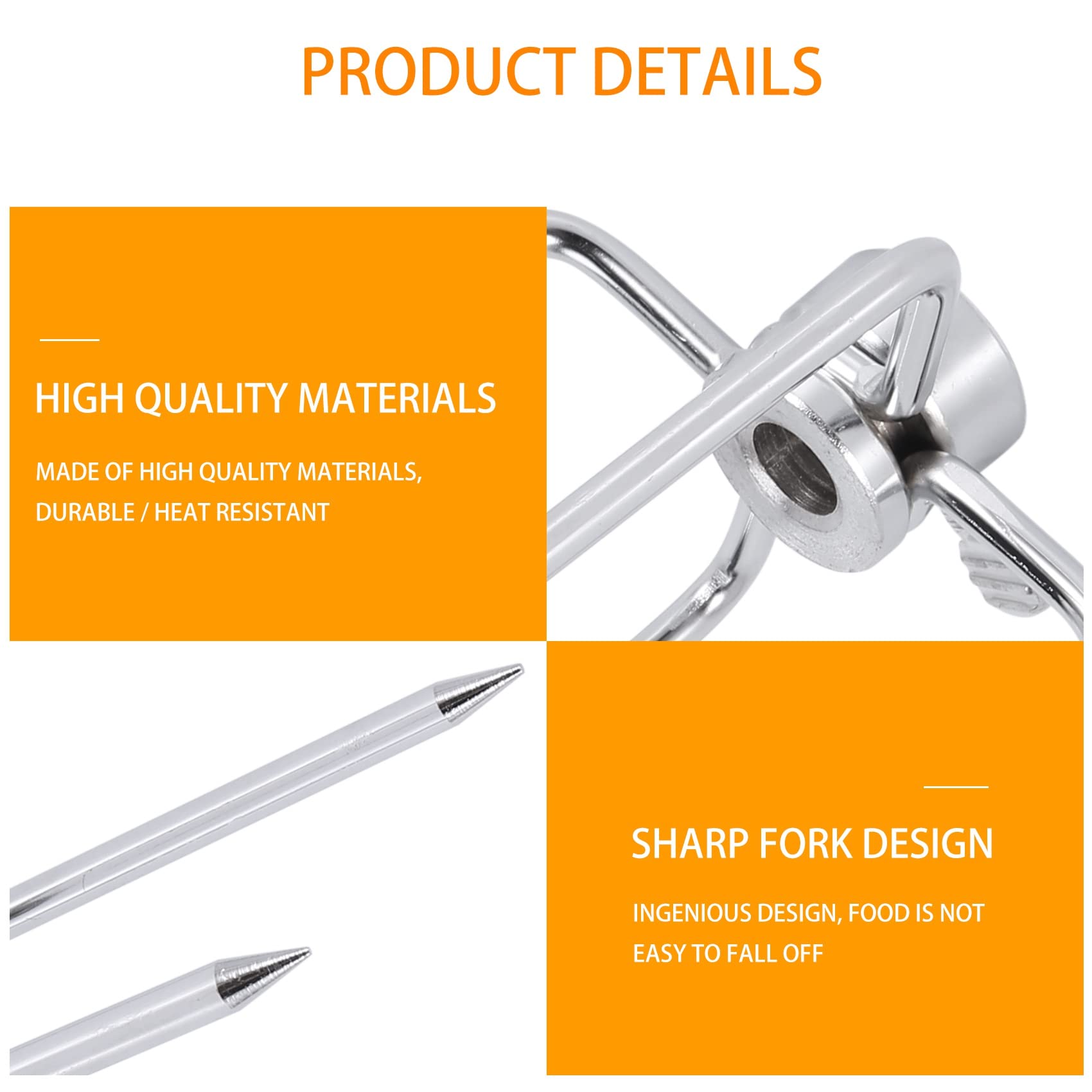Forchette Girarrosto Barbecue In Cromo - 2 Pezzi, Per Spiedi E Arrosti, Resistente Al Calore - Foto 12