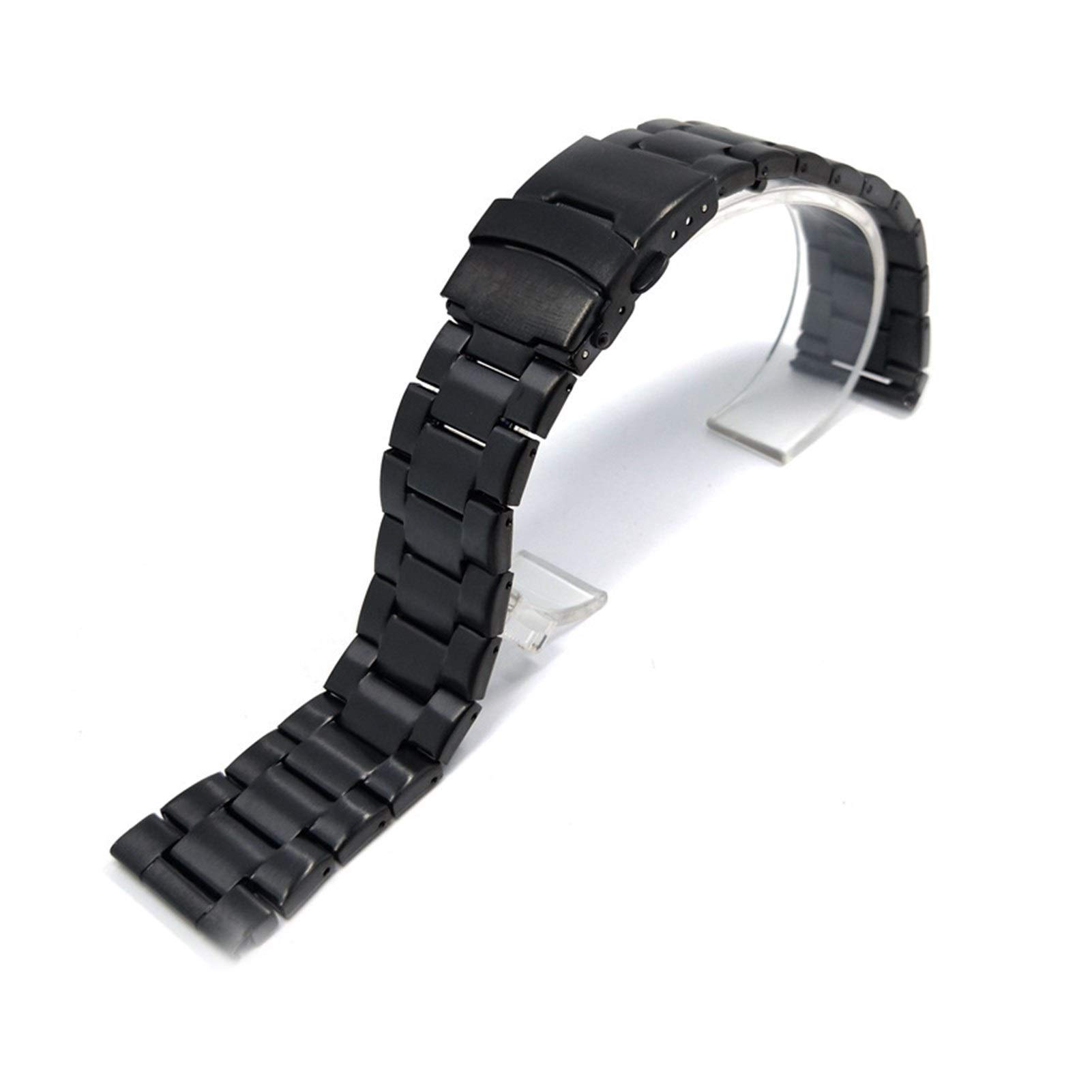 Bracelet de montée en Acier Inoxydable 20 mm 22 mm Argent Noir à Double Pression Bouard de Boucle de sécurité en métal Bracelet
