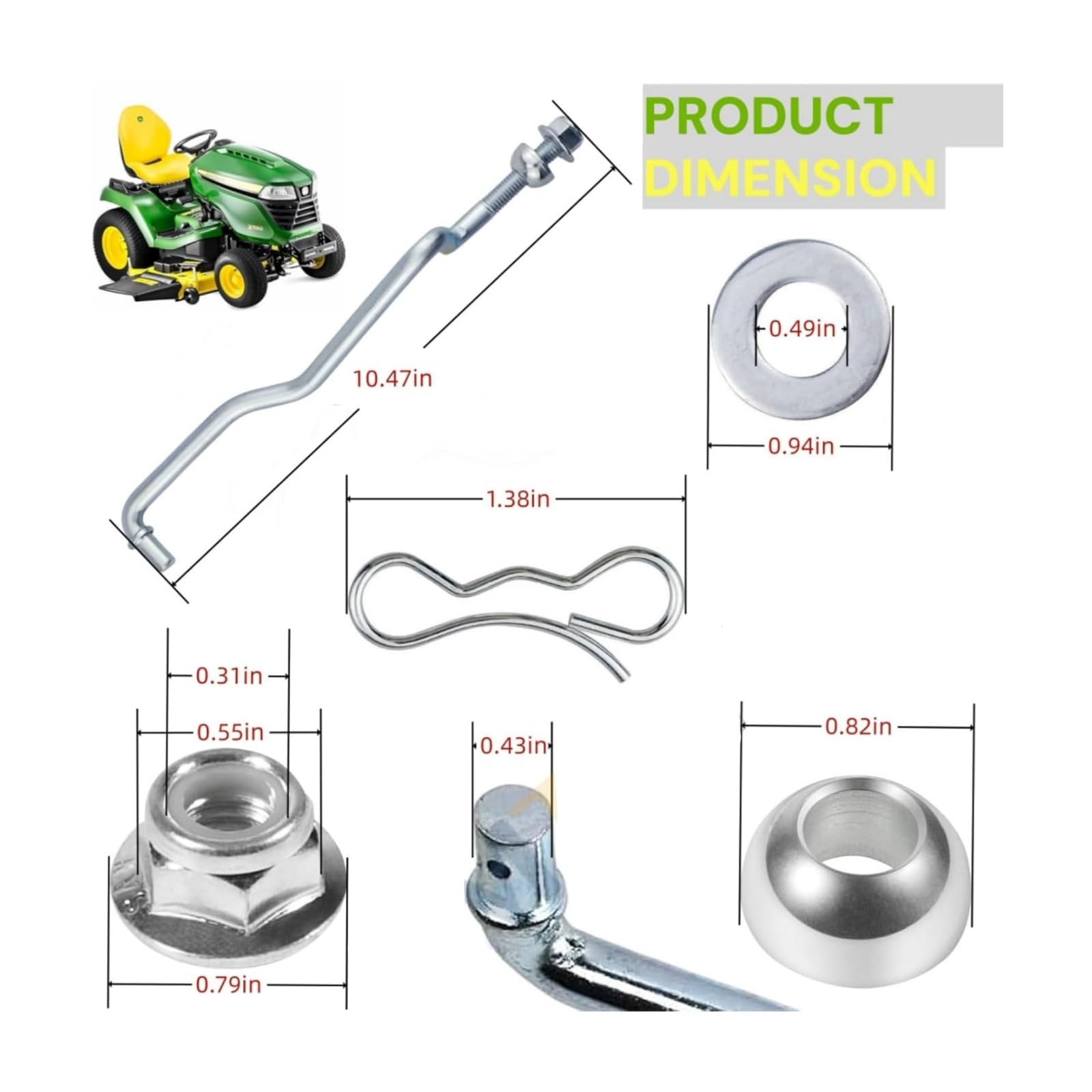 GX20497 GX20497A Kit de bras de tirage avant compatible avec John Deere 102 115 125 155C D155 LA L100 L120 L130 LA120 D140 X S E Series Tondeuse à gazon