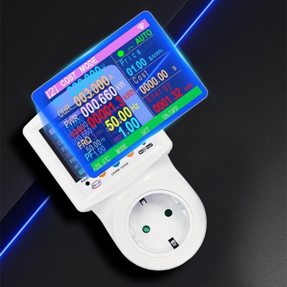 Tuya Prise de Courant Intelligente 230V APP Télécommande WIFI Wattmètre Compteur De Courant Alternatif Consommation d'Électricité Prise EU Compteur d'Énergie