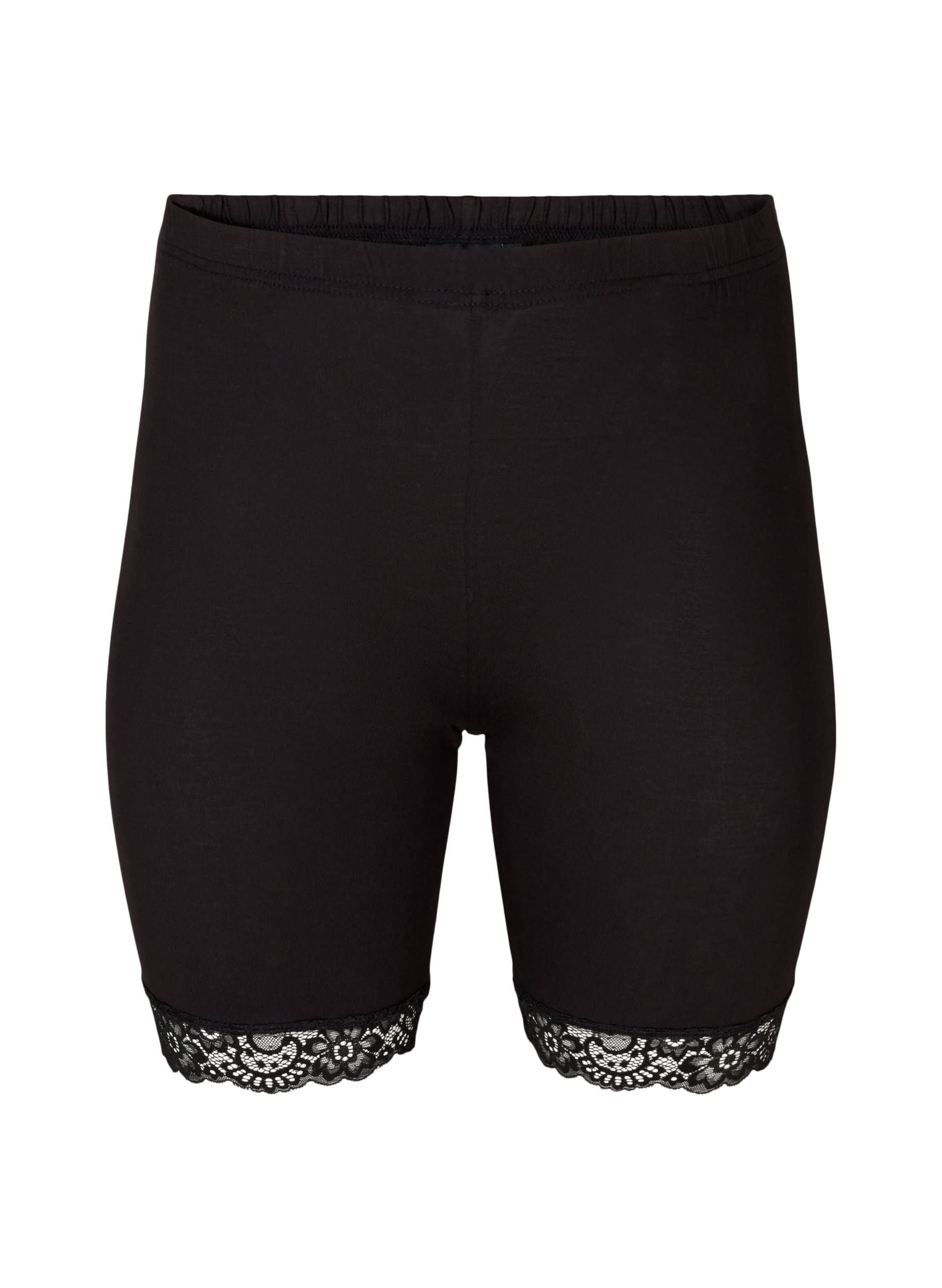 Image secondaire de Short de Cyclisme Femme Zizzi avec Ourlet en Dentelle - Noir - Grande Taille 44-46