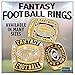 Crown Awards Fantasy Football Ring, Silver Fantasy Football Ring with Rhinestone Center, Size 7