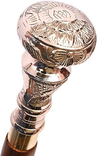 Bastón de madera plegable con mango de latón vintage, telescopio victoriano, regalo ideal