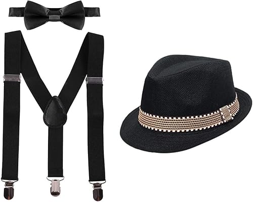 IDOPIP Cake Smash - Conjunto de corbatín con tirantes y sombrero de cumpleaños, traje formal de esmoquin para niños, disfraz de sesión de fotos de