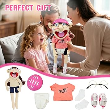 Jeffy Puppet Plush Toy Doll, 60cm Jeffy Hand Puppet for Play House, Funny Puppet's Toy, for Kids Party Role-Playing (Pink, Phoebe)