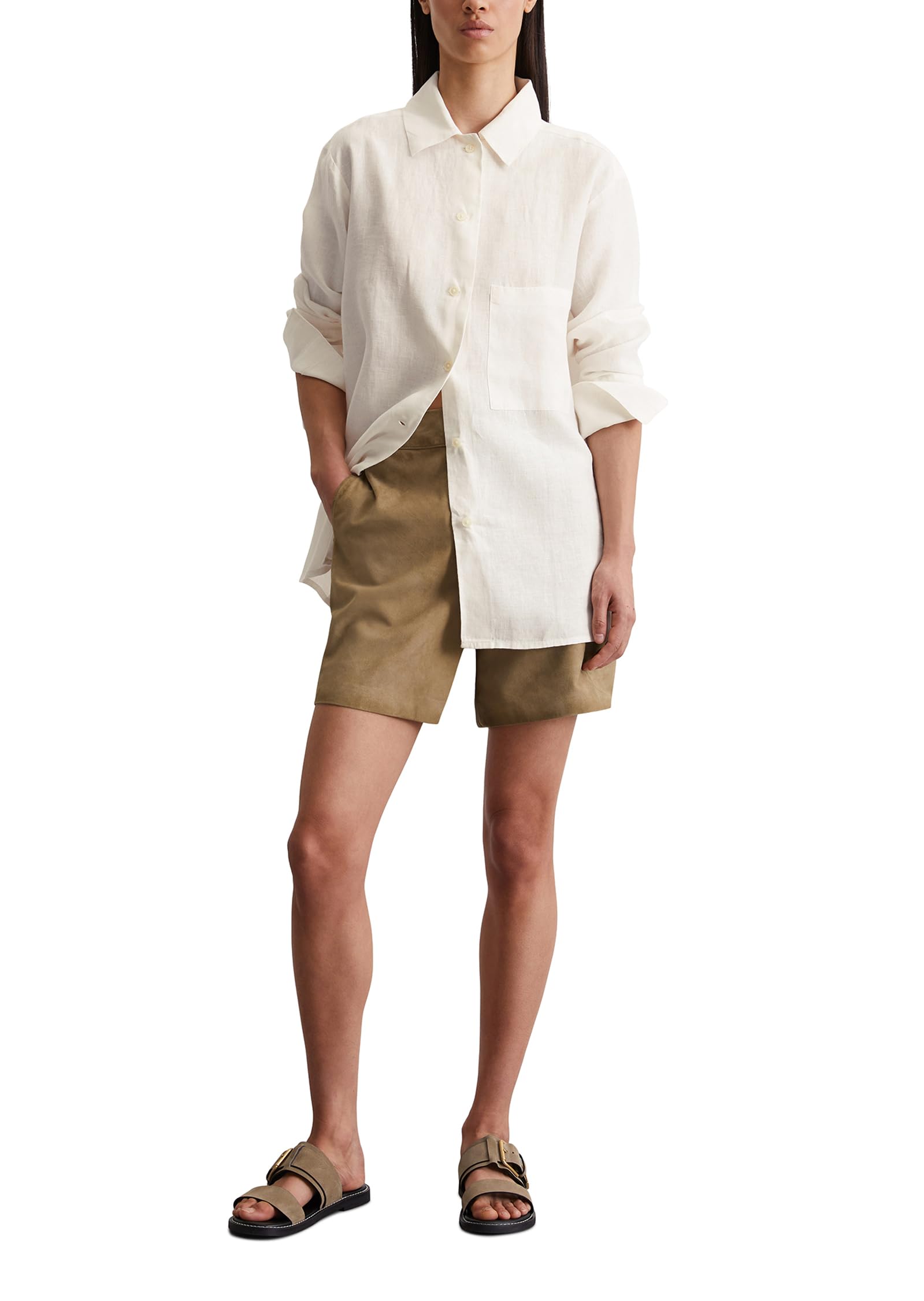 Marc O'Polo Damen Leinenhemd mit Kentkragen Relaxed Fit