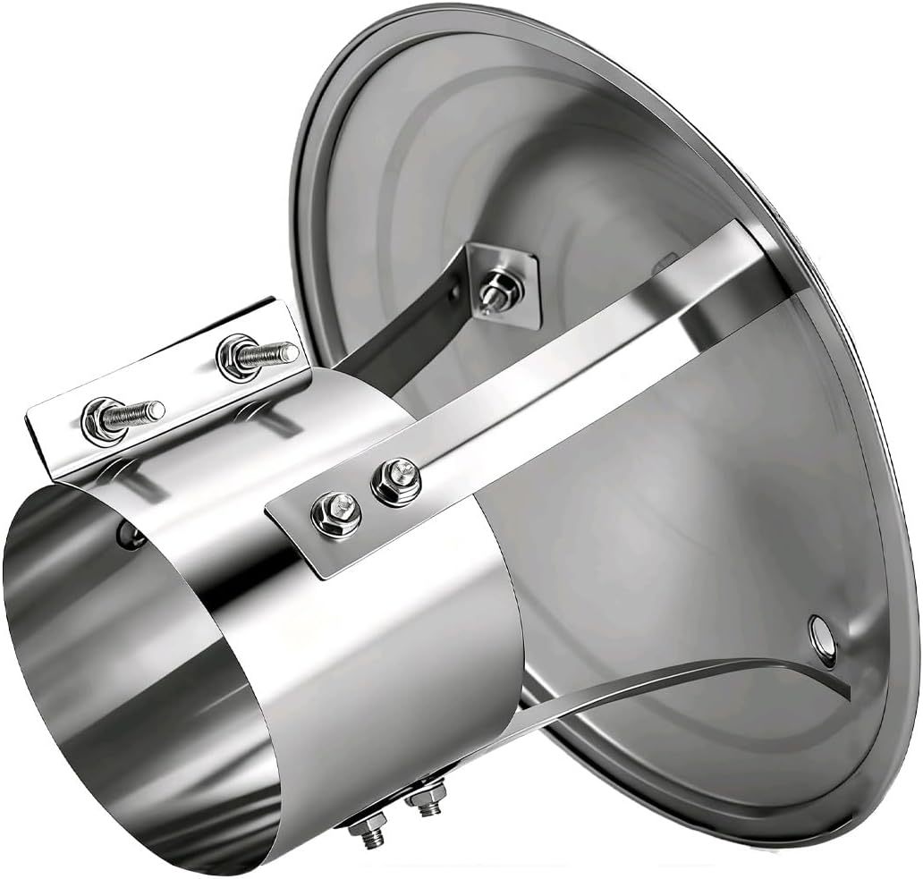 Stainless Steel Wood Stove Pipe Chimney Cap, 3" 4" 5" 6" 7" 8" Adjustable Round Chimney Cover with Widened Band & Double-Screw Fixation, All-Weather Flue Rain Cap for Roof Vent(200mm(8in))