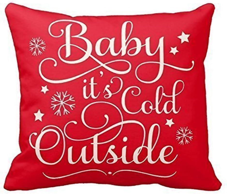 Baby It'S Cold Outside Holiday Throw Pillow Square Decorative Throw Pillow Cover Retro 18"X 18"